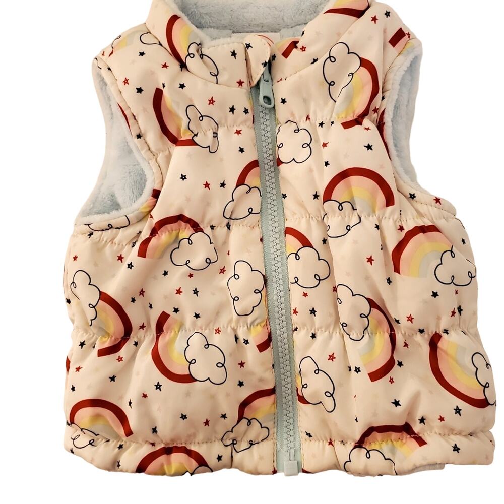 Sz 3-6 Mos. WONDER NATION Infant Faux Fur Lined Rainbow Puffer Vest